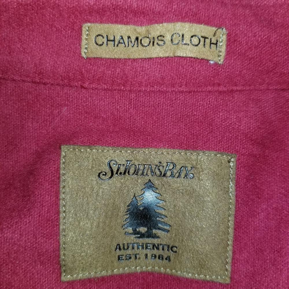 St. John's Bay Chamois Cloth Shirt Men's Large Red Shacket Brushed Flannel - Picture 3 of 7